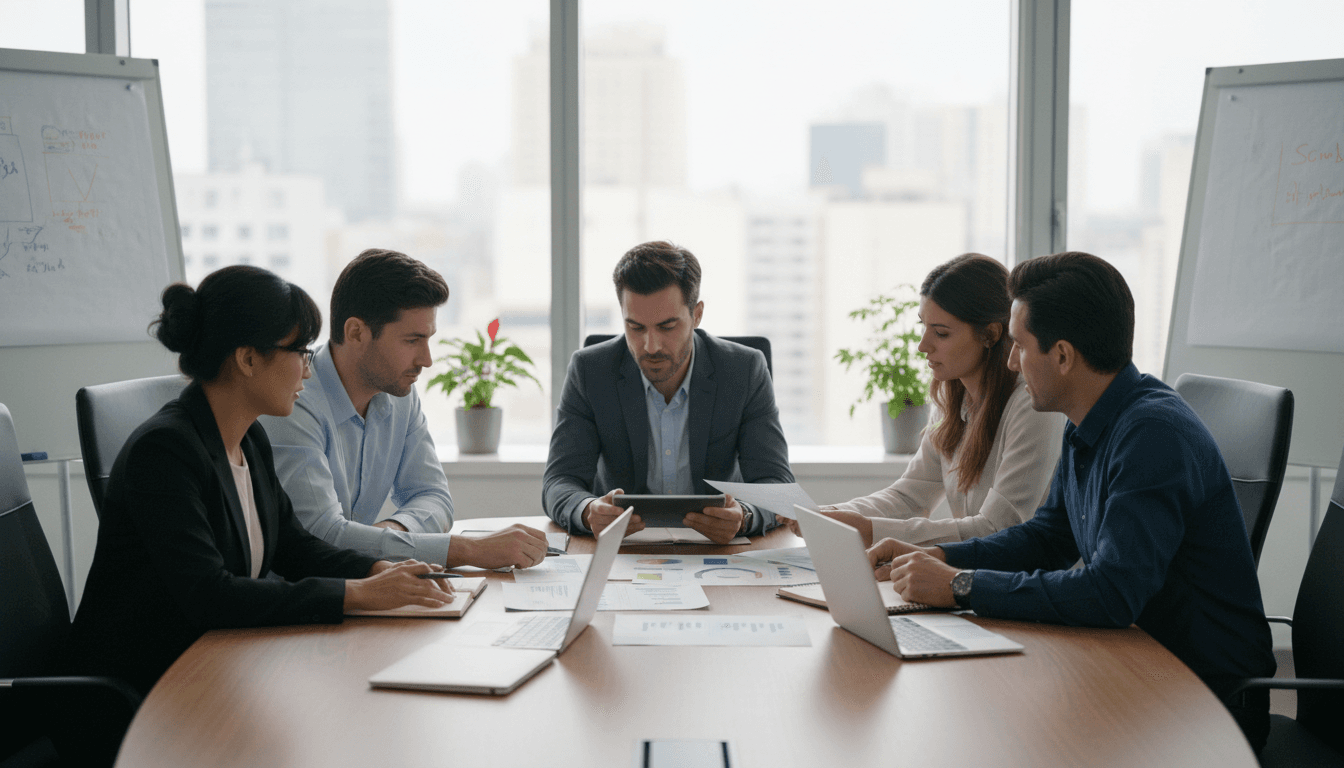 Corporate team workshop in progress